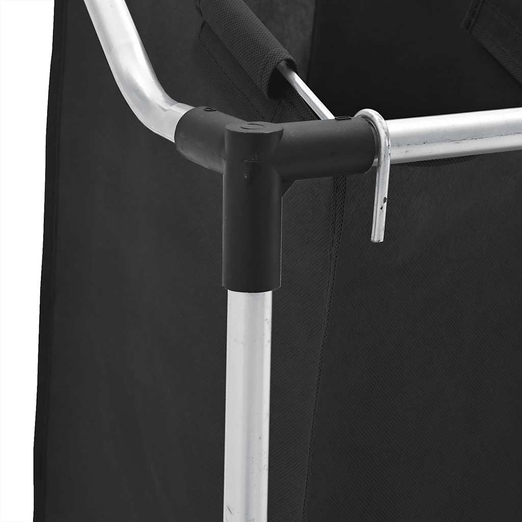 Wäschekorb mit 3 Taschen Schwarz Stahl
