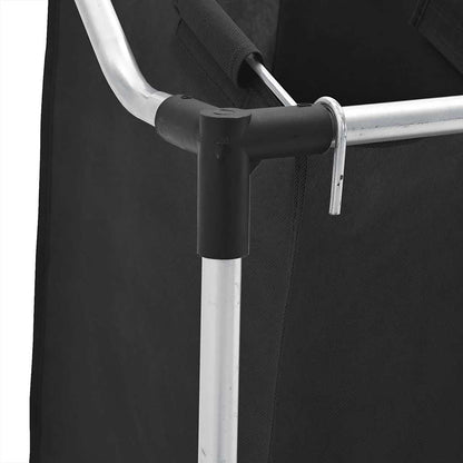 Wäschekorb mit 3 Taschen Schwarz Stahl