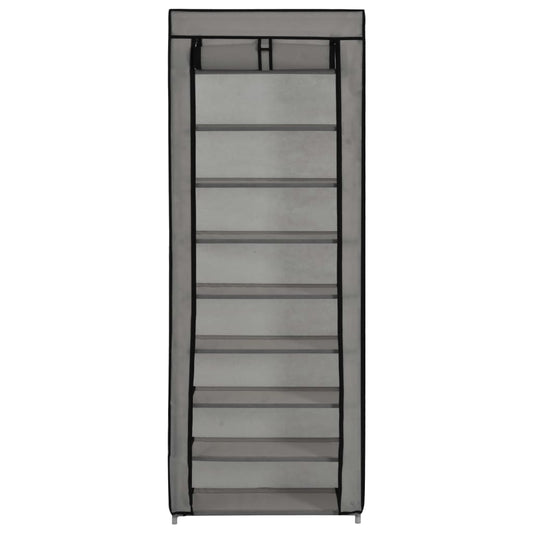 Schuhschrank mit Abdeckung Grau 57 x 29 x 162 cm Stoff