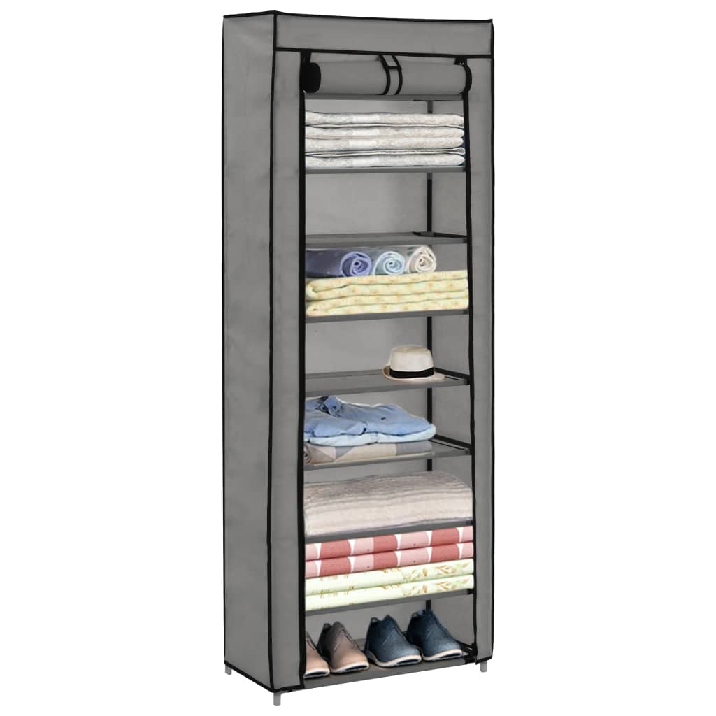 Schuhschrank mit Abdeckung Grau 57 x 29 x 162 cm Stoff