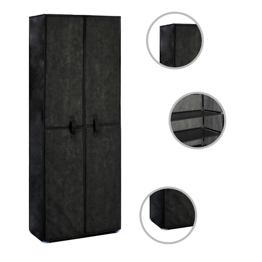 Schuhschrank Schwarz 60x30x166 cm Stoff