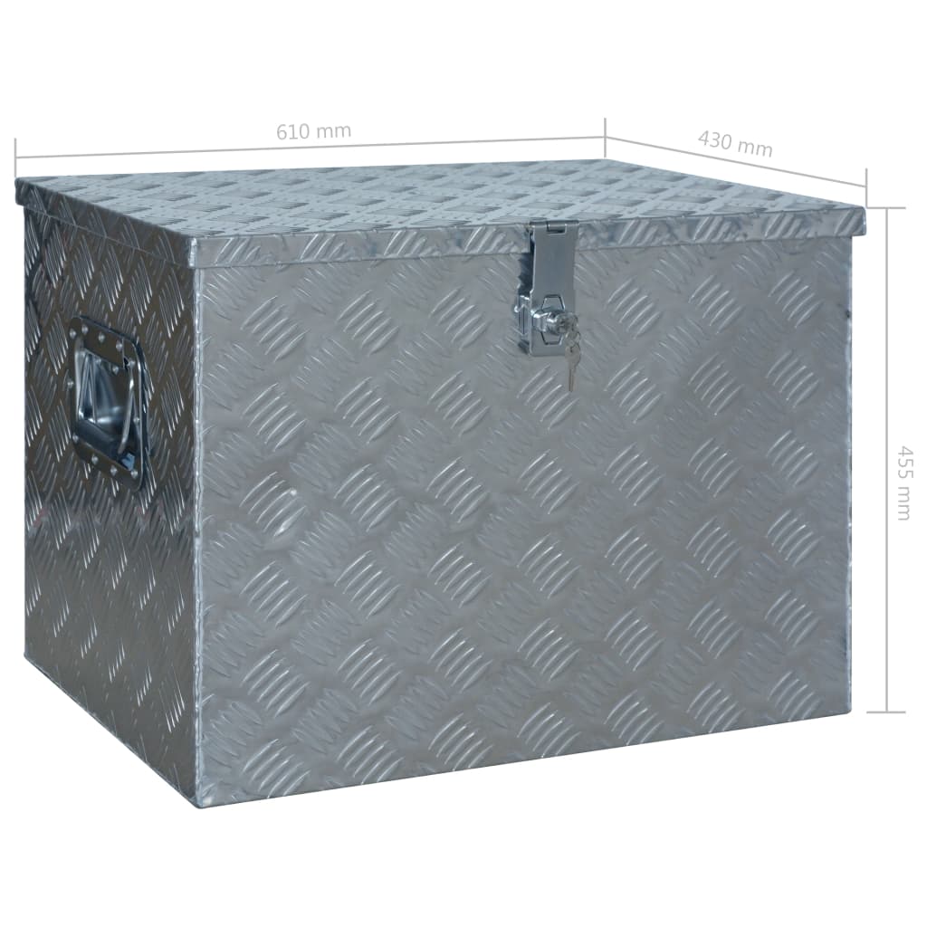Aluminiumskasse 610 x 430 x 455 mm Sølv
