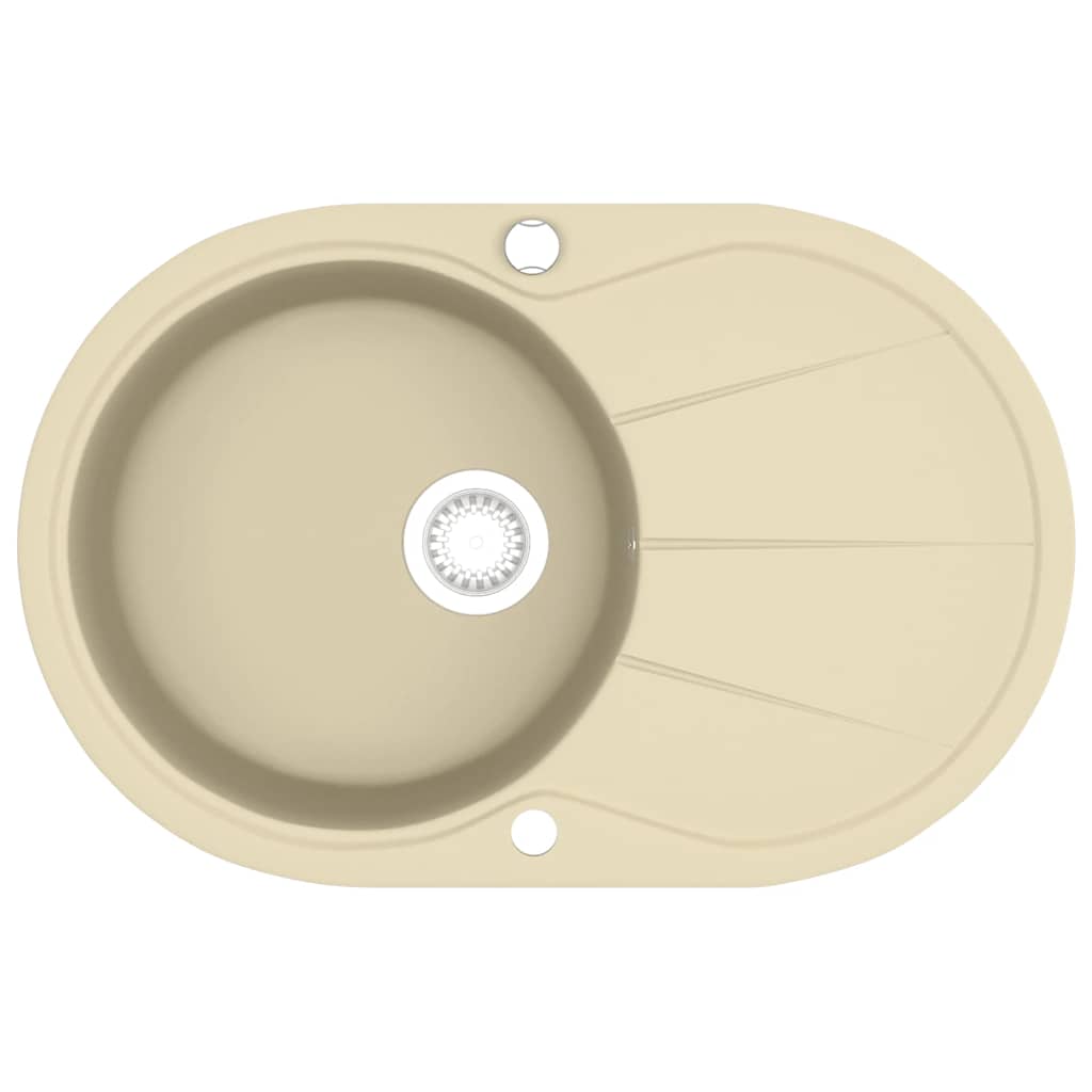 Granitspüle Einzelbecken Oval Beige