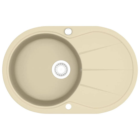 Granitspüle Einzelbecken Oval Beige