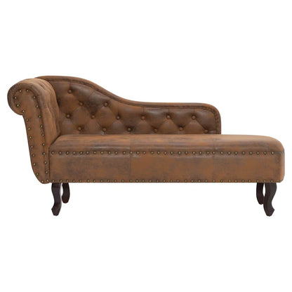 Chaiselongue Braun Wildleder-Optik