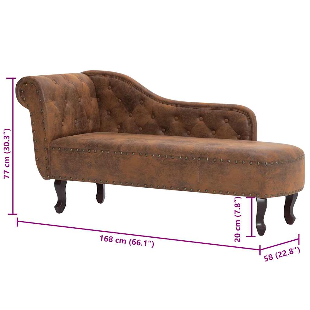 Chaiselongue Braun Wildleder-Optik