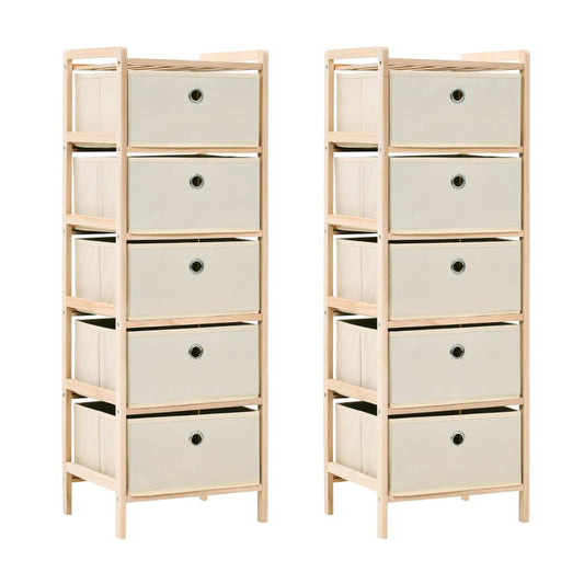 Korb-Kommoden 2 Stk. mit 5 Stoffkörben Zedernholz Beige