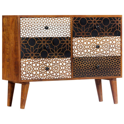 Sideboard mit Druckmustern 90×30×70 cm Massivholz Mango