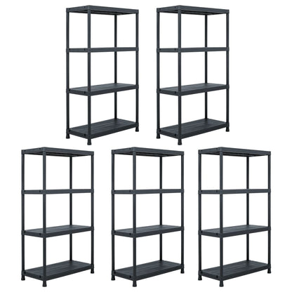 Lagerregale 5 Stk. Schwarz 60 x 30 x 138 cm Kunststoff
