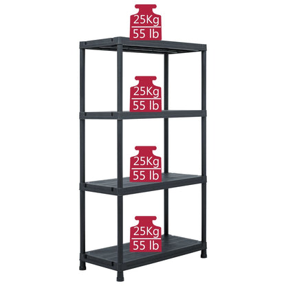 Lagerregale 5 Stk. Schwarz 60 x 30 x 138 cm Kunststoff