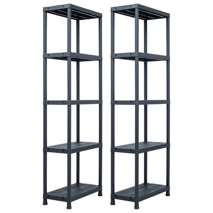 Lagerregale 2 Stk. Schwarz 125 kg 60 x 30 x 180 cm Kunststoff