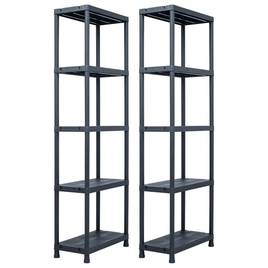 Lagerregale 2 Stk. Schwarz 125 kg 60 x 30 x 180 cm Kunststoff