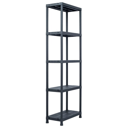 Lagerregale 5 Stk. Schwarz 125 kg 60 x 30 x 180 cm Kunststoff