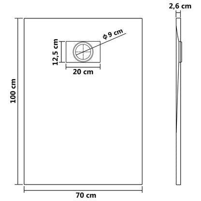 Duschwanne SMC Schwarz 100×70 cm