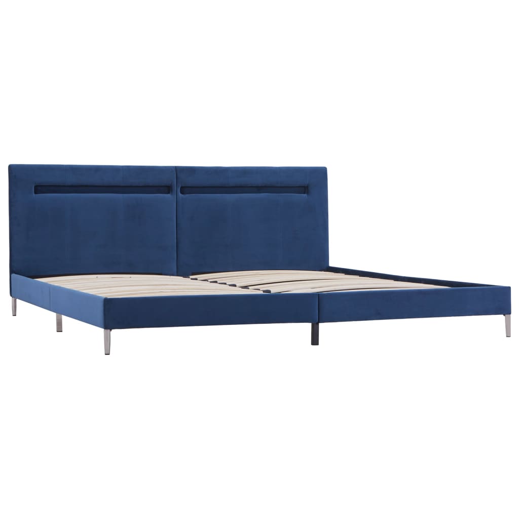 Bettgestell mit LED Blau Stoff 160 x 200 cm