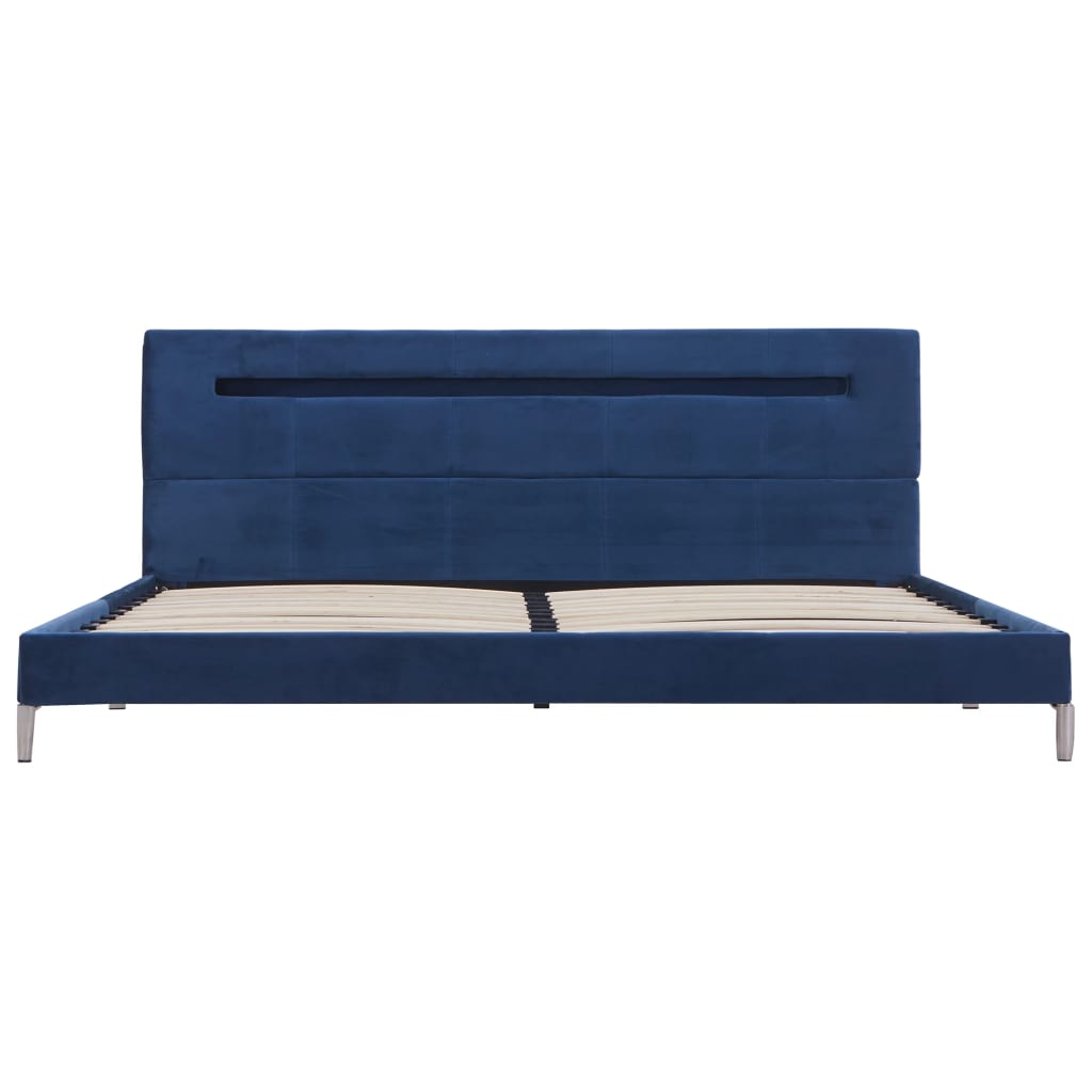 Bettgestell mit LED Blau Stoff 160 x 200 cm