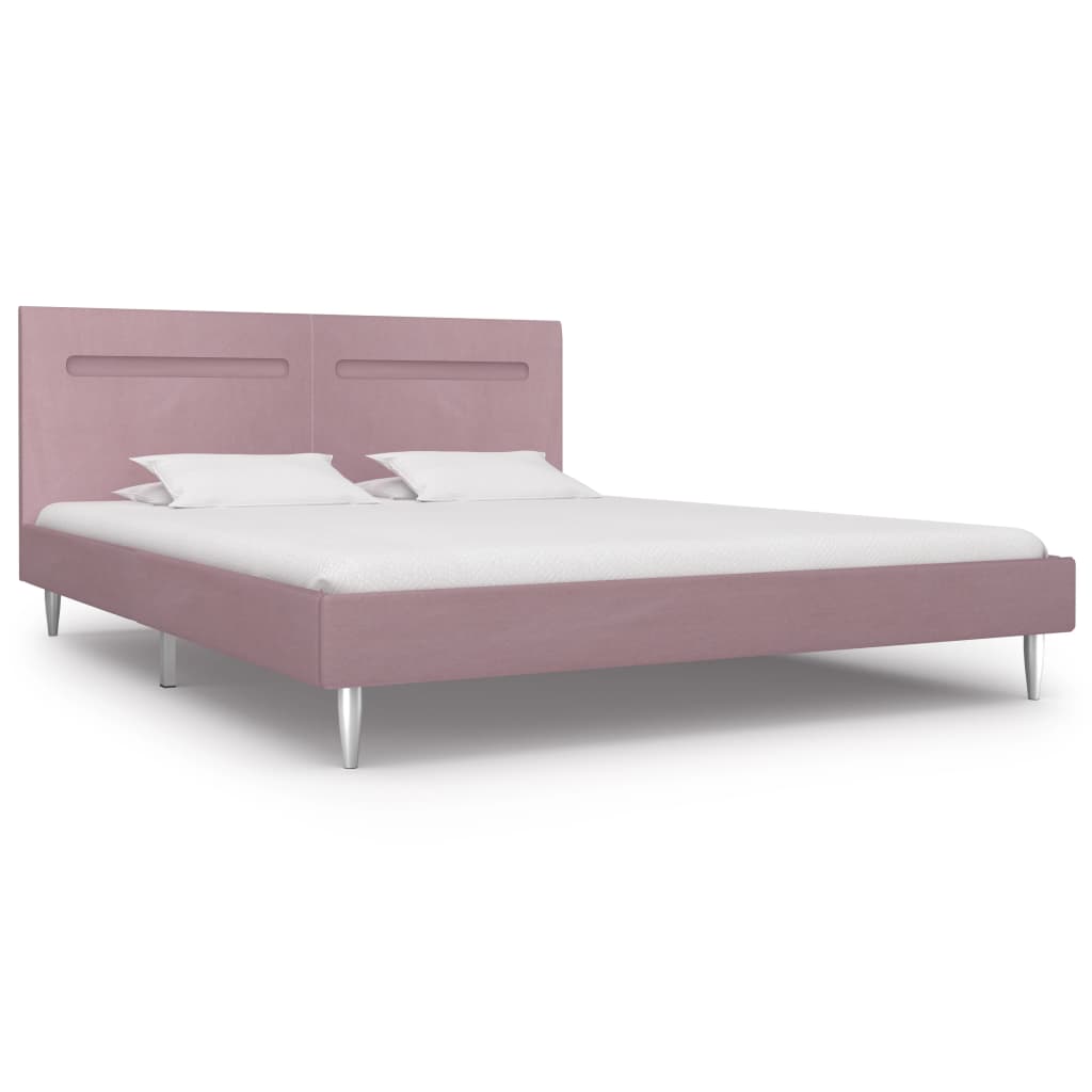 Bettgestell mit LED Rosa Stoff 180 x 200 cm