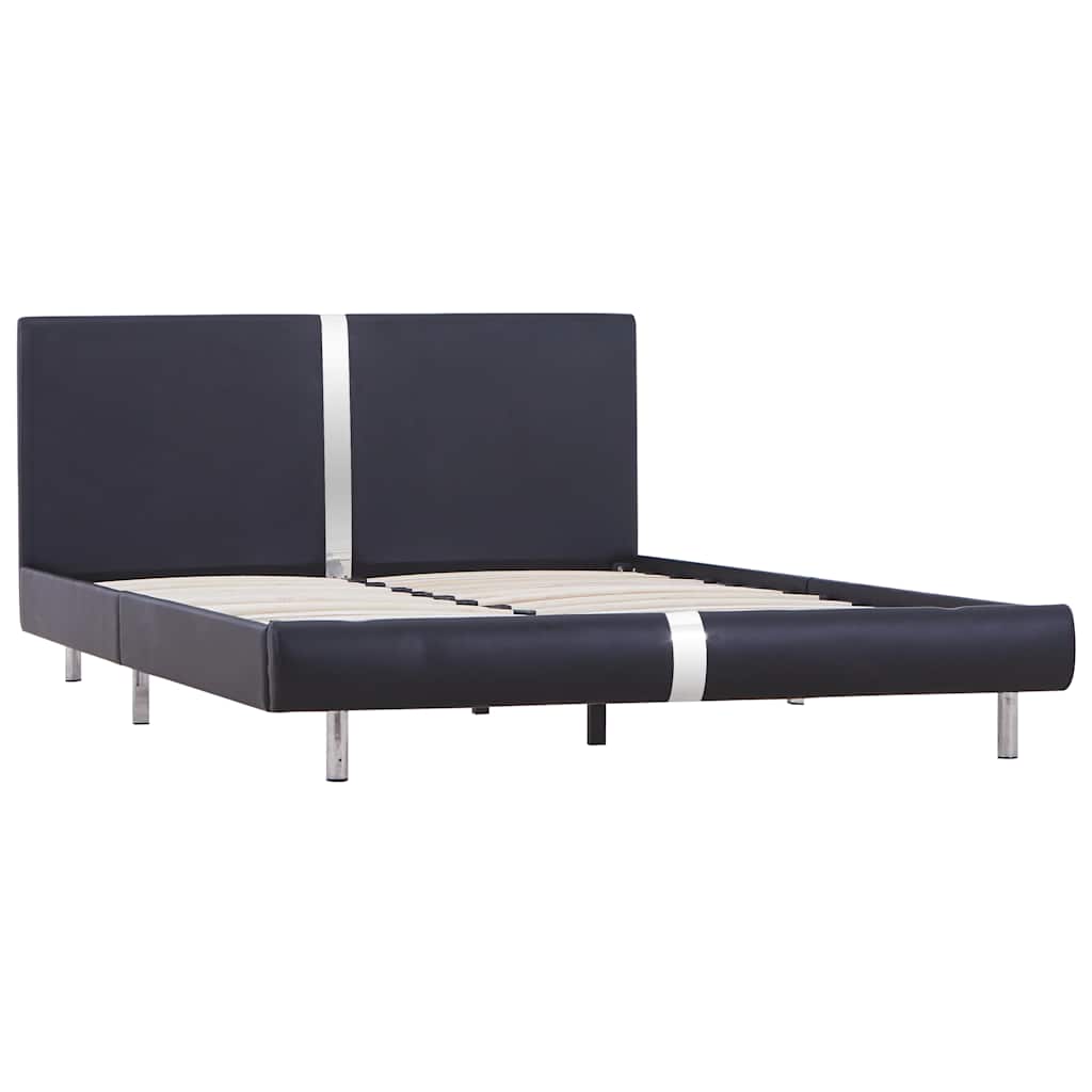 Bettgestell ohne Matratze Schwarz Kunstleder 135x190 cm