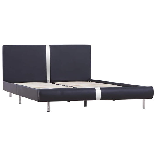 Bettgestell ohne Matratze Schwarz Kunstleder 135x190 cm
