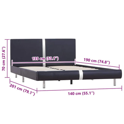 Bettgestell ohne Matratze Schwarz Kunstleder 135x190 cm