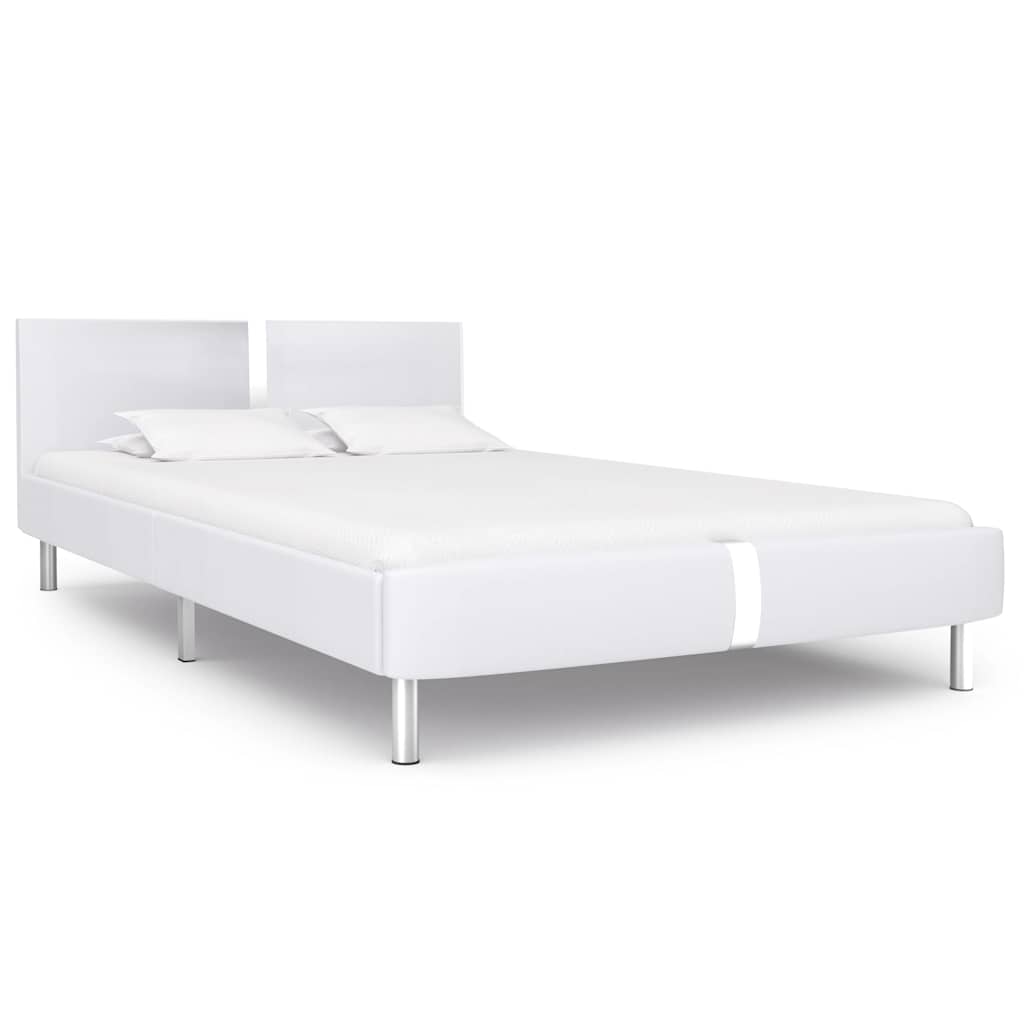 Bettgestell ohne Matratze Weiß Kunstleder 135x190 cm