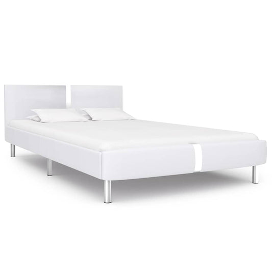 Bettgestell ohne Matratze Weiß Kunstleder 135x190 cm