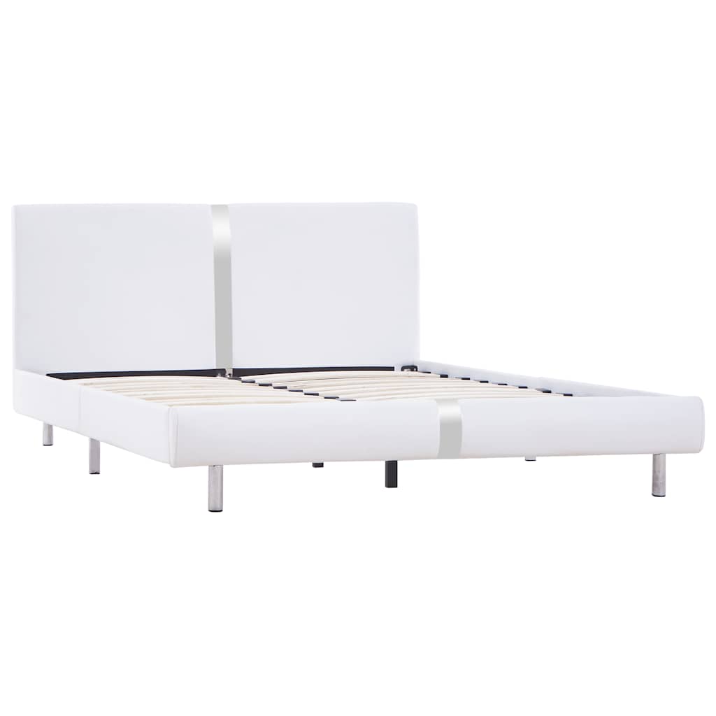 Bettgestell ohne Matratze Weiß Kunstleder 135x190 cm