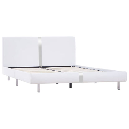 Bettgestell ohne Matratze Weiß Kunstleder 135x190 cm