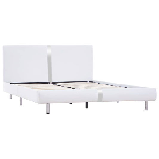 Bettgestell ohne Matratze Weiß Kunstleder 135x190 cm