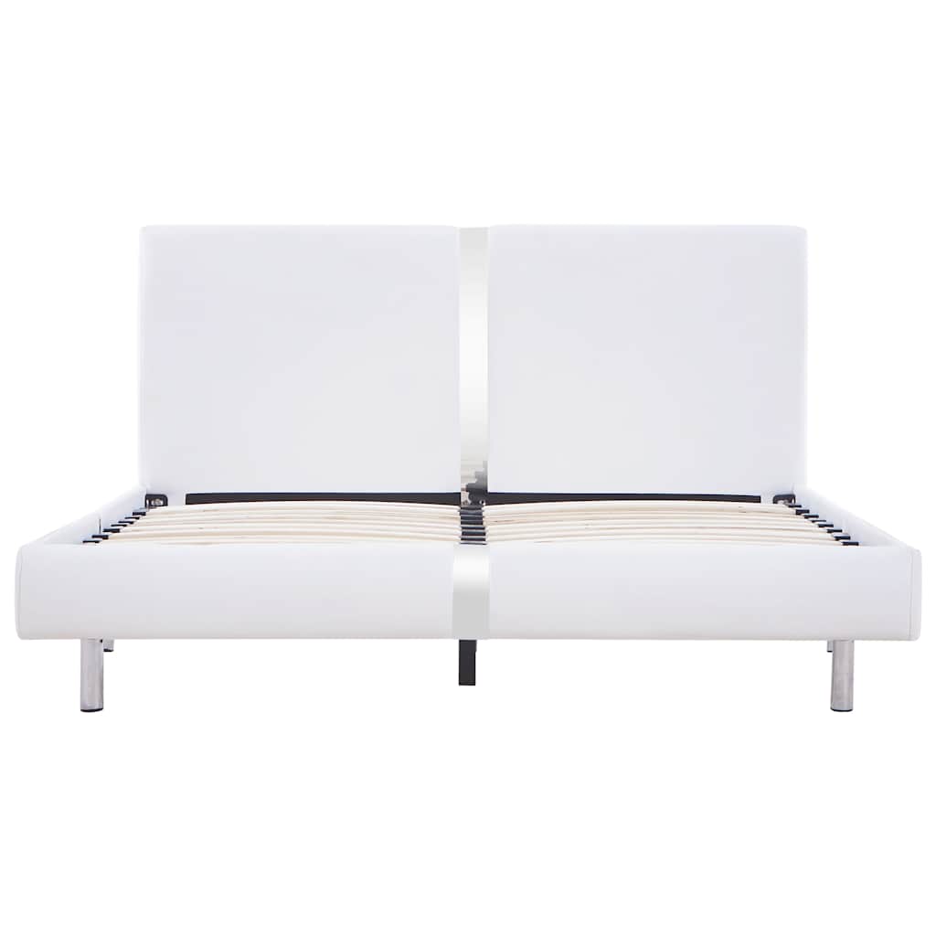 Bettgestell ohne Matratze Weiß Kunstleder 135x190 cm