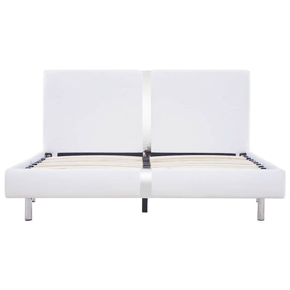 Bettgestell ohne Matratze Weiß Kunstleder 135x190 cm