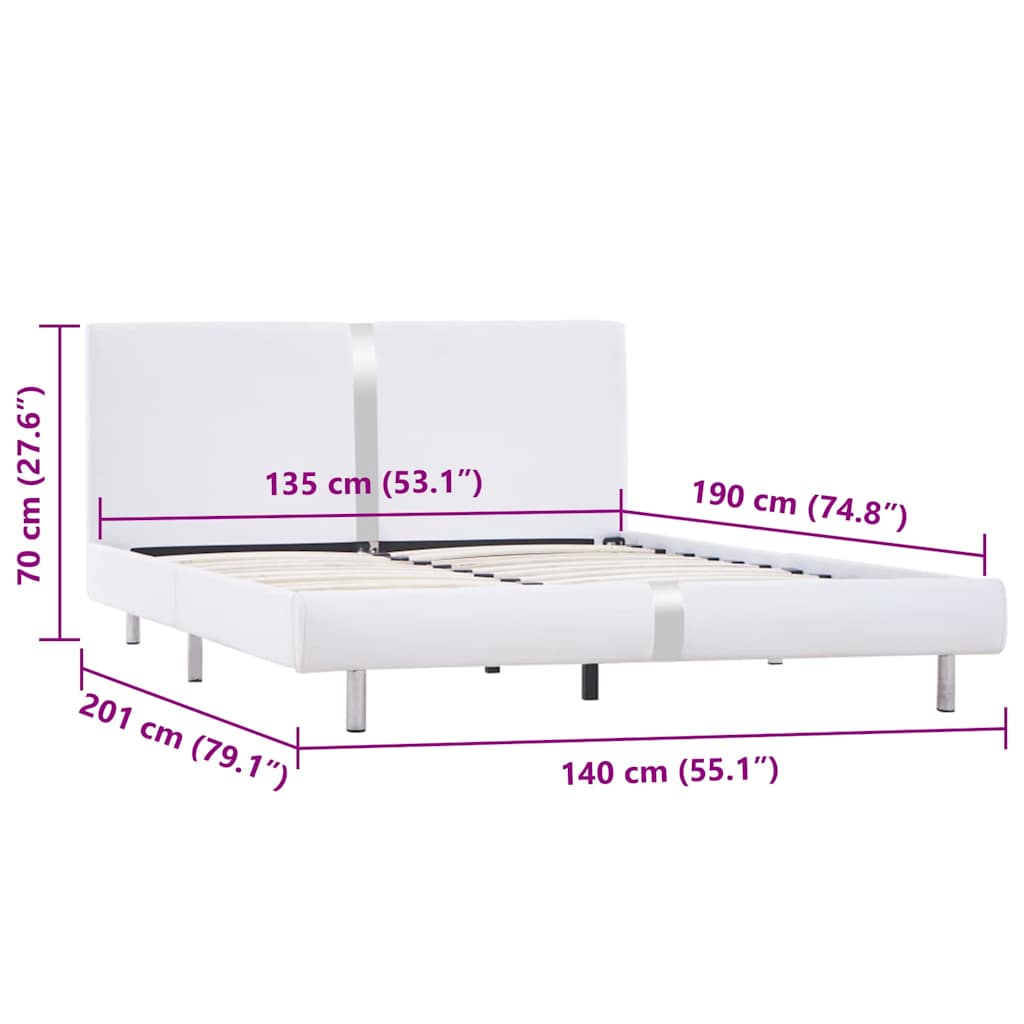 Bettgestell ohne Matratze Weiß Kunstleder 135x190 cm