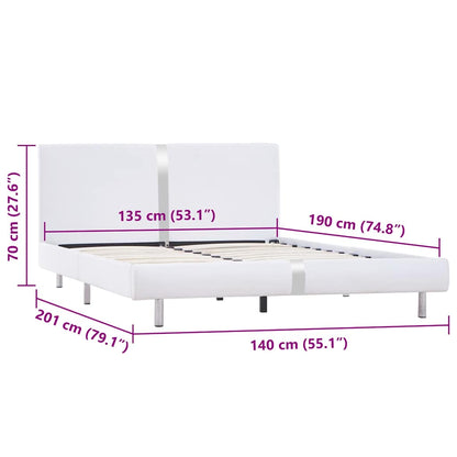 Bettgestell ohne Matratze Weiß Kunstleder 135x190 cm