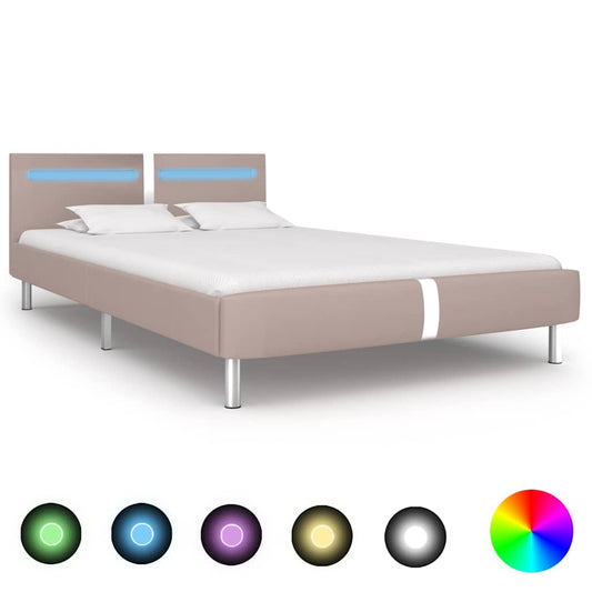 Bettgestell mit LED ohne Matratze Cappuccino-Braun 135x190 cm
