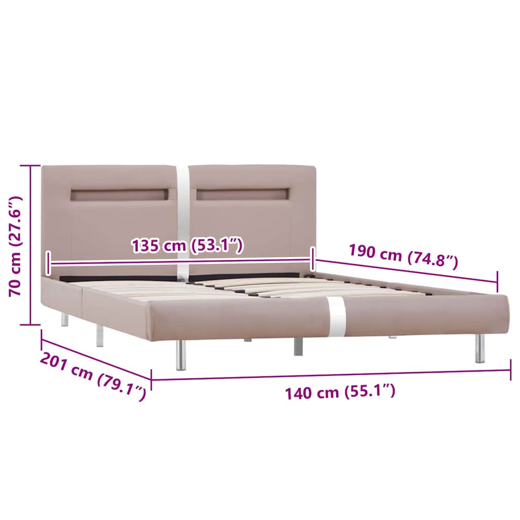 Bettgestell mit LED ohne Matratze Cappuccino-Braun 135x190 cm
