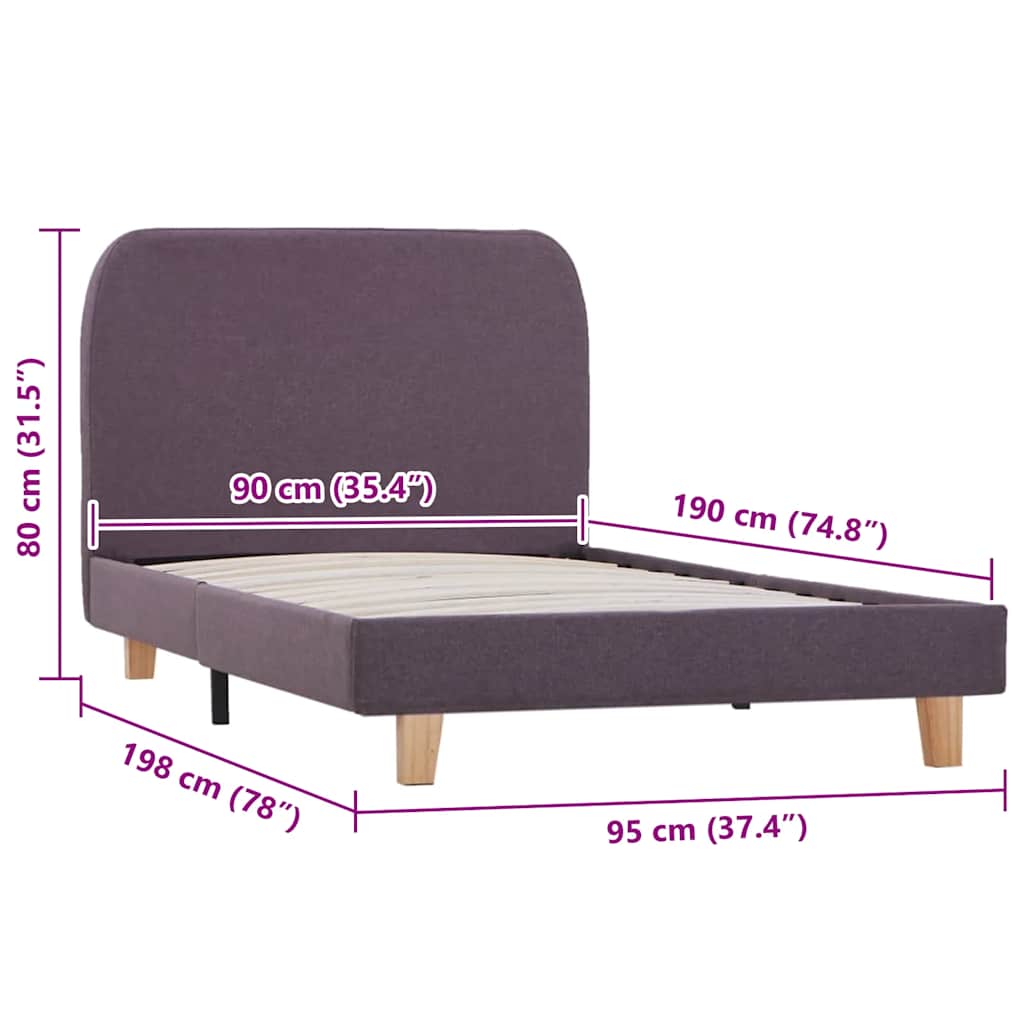 Bettgestell ohne Matratze Taupe Stoff 90x190 cm