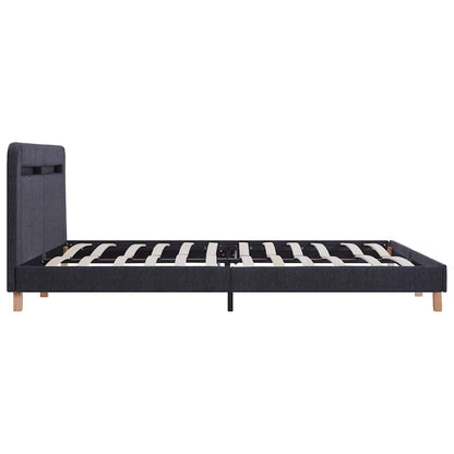 Bettgestell mit LED ohne Matratze Dunkelgrau Stoff 150x200 cm