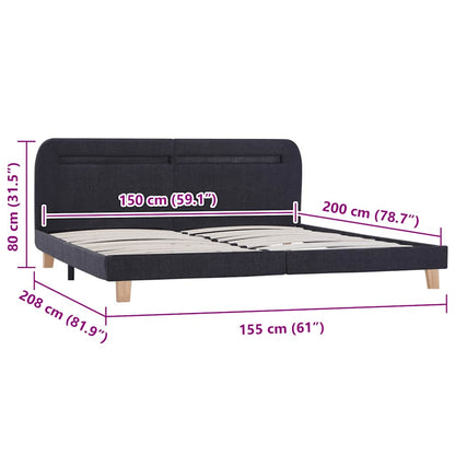 Bettgestell mit LED ohne Matratze Dunkelgrau Stoff 150x200 cm