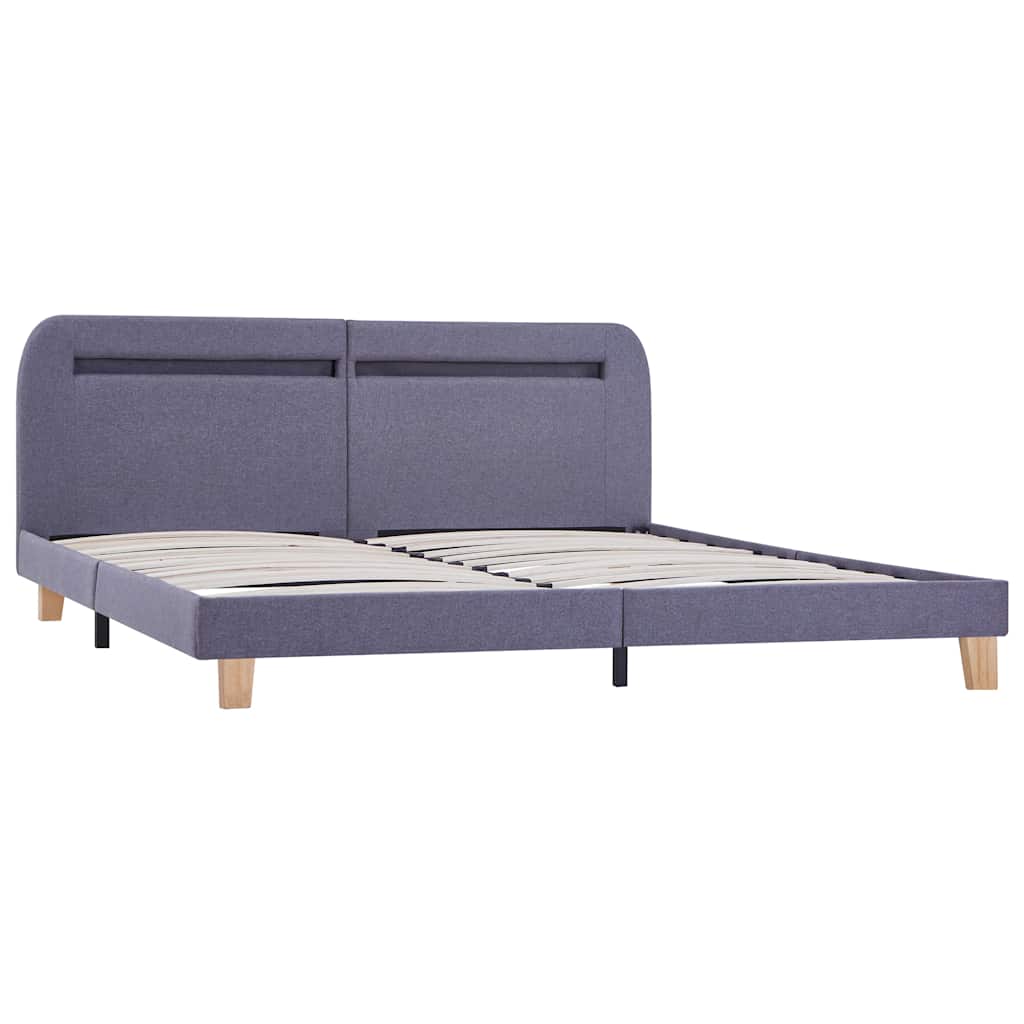 Bettgestell mit LED ohne Matratze Hellgrau Stoff 150x200 cm