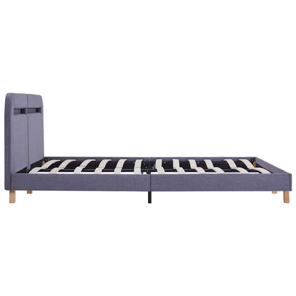 Bettgestell mit LED ohne Matratze Hellgrau Stoff 150x200 cm