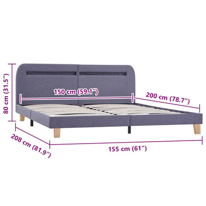 Bettgestell mit LED ohne Matratze Hellgrau Stoff 150x200 cm