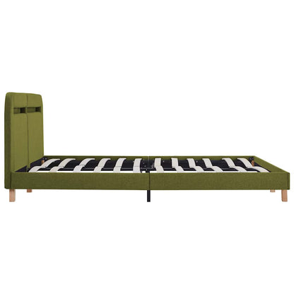 Bettgestell mit LED ohne Matratze Grün Stoff 150x200 cm