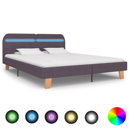 Bettgestell mit LED ohne Matratze Taupe Stoff 150x200 cm
