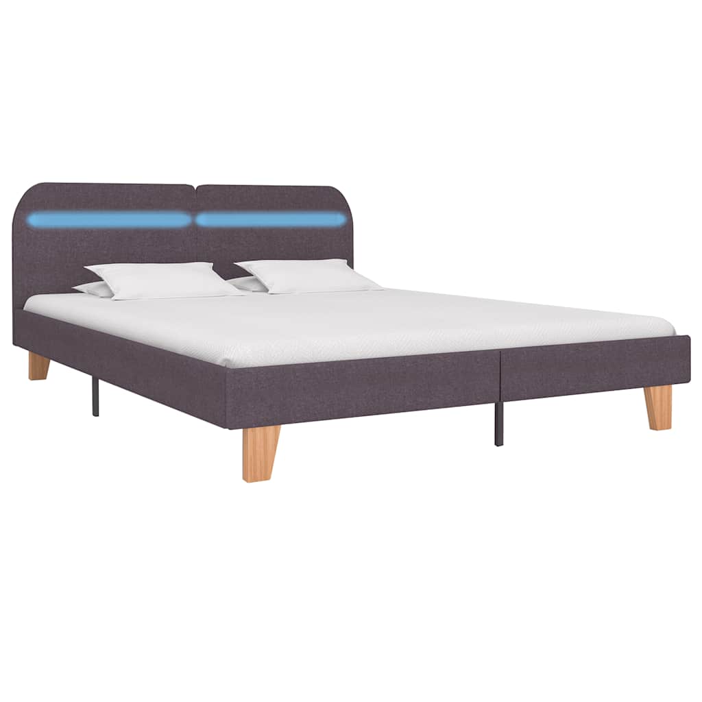 Bettgestell mit LED ohne Matratze Taupe Stoff 150x200 cm