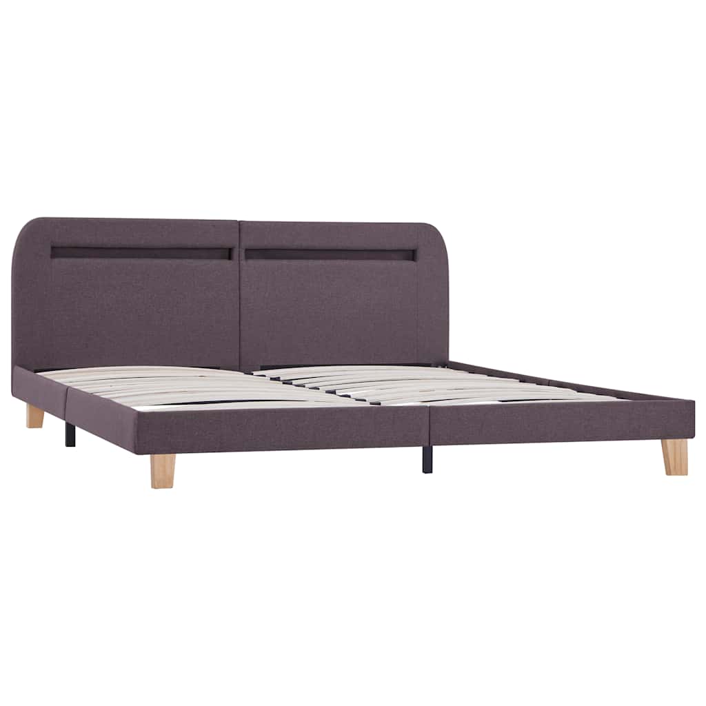 Bettgestell mit LED ohne Matratze Taupe Stoff 150x200 cm