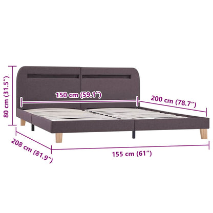 Bettgestell mit LED ohne Matratze Taupe Stoff 150x200 cm