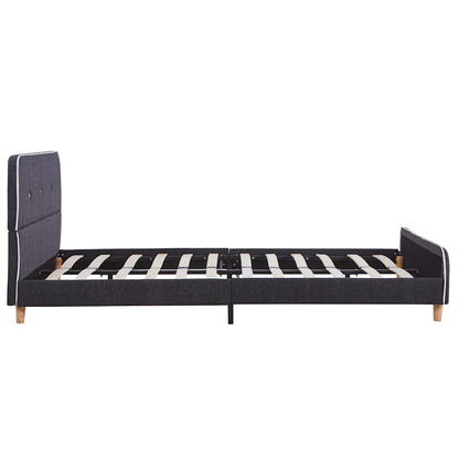 Bettgestell ohne Matratze Dunkelgrau Stoff 135x190 cm