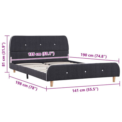 Bettgestell ohne Matratze Dunkelgrau Stoff 135x190 cm