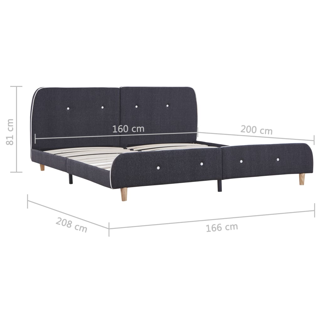 Bettgestell ohne Matratze Dunkelgrau Stoff 120x200 cm