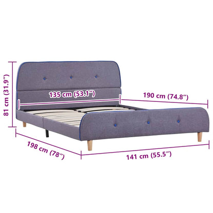 Bettgestell ohne Matratze Hellgrau Stoff 135x190 cm
